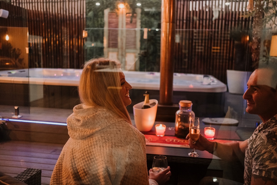 Drinks by the swim spa