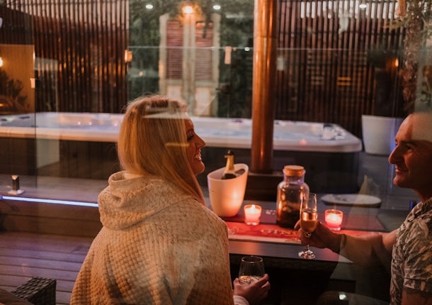 Drinks by the swim spa