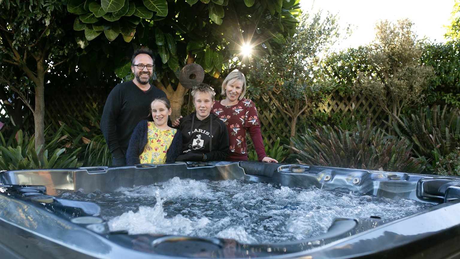 Happy owners of a Nitro spa pool
