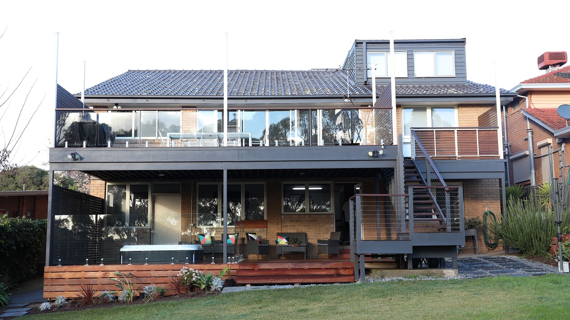 Jacuzzi J-345 in a deck under house