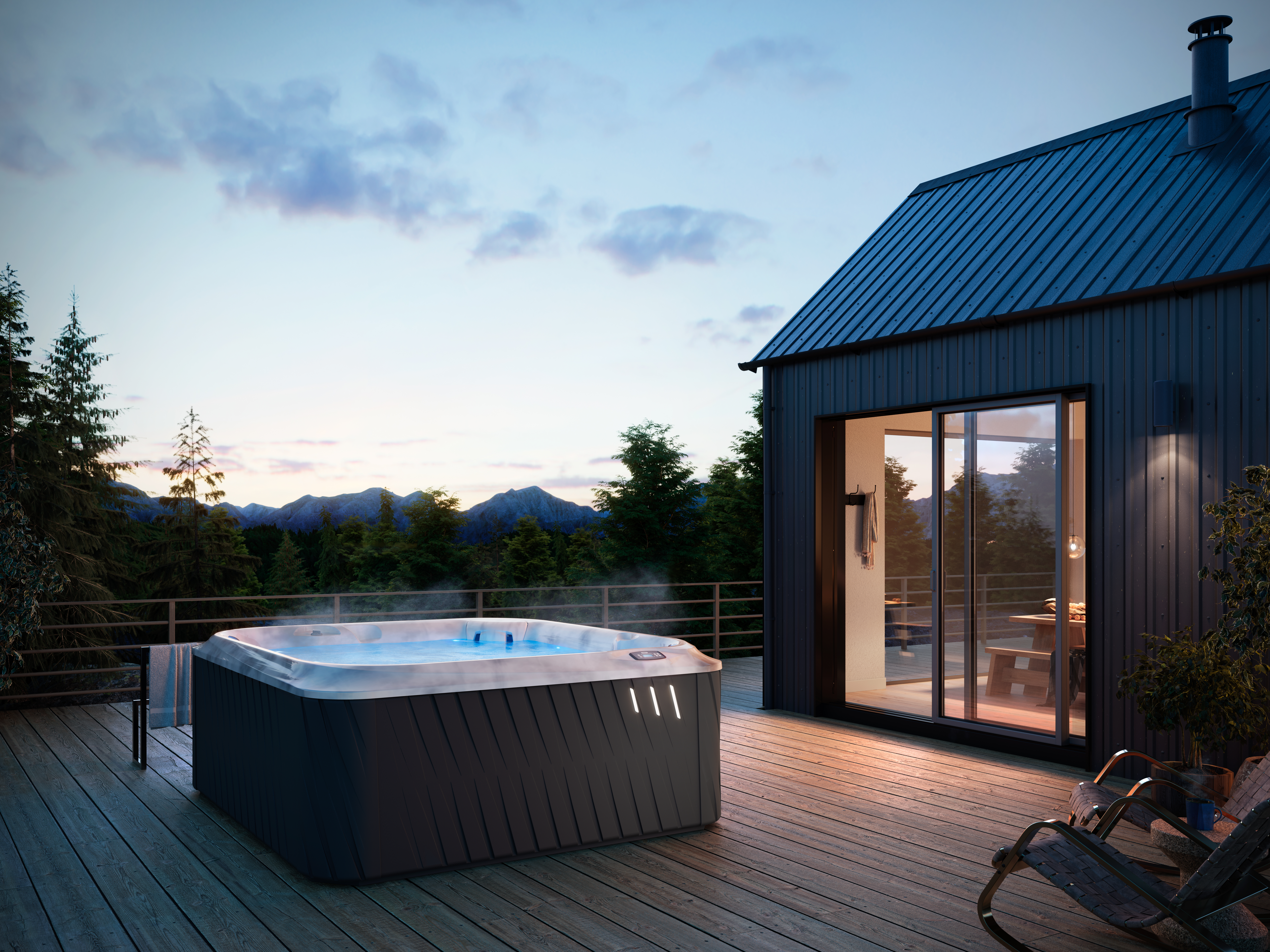 J-275 spa pool in backyard