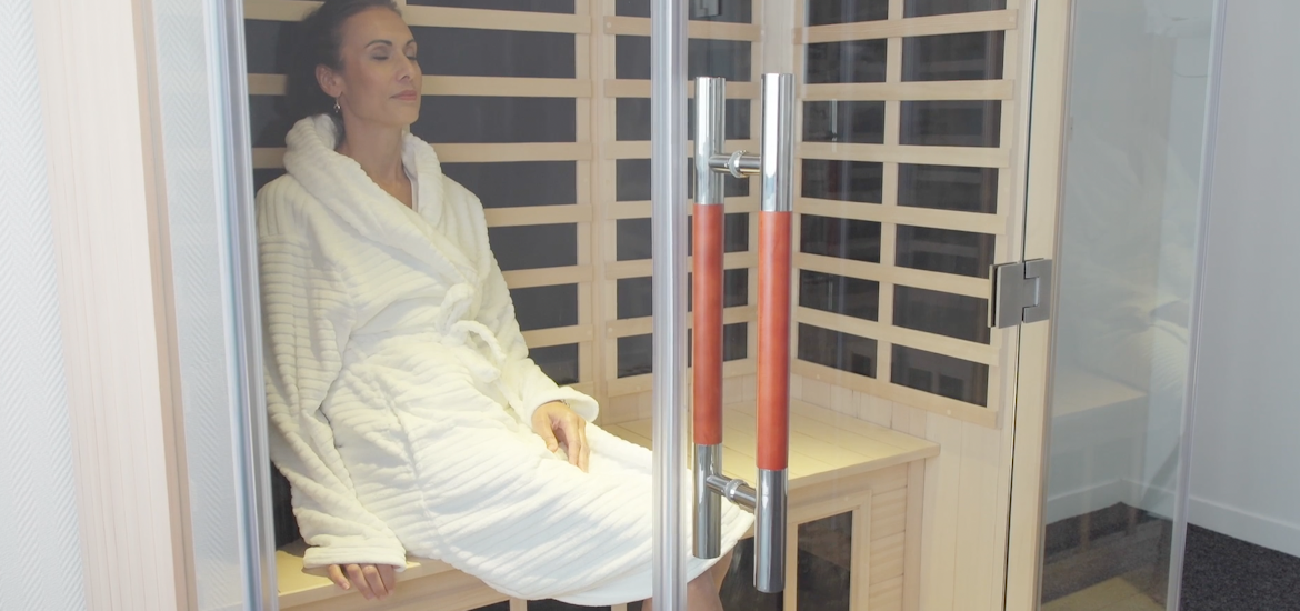 Woman in an infrared sauna