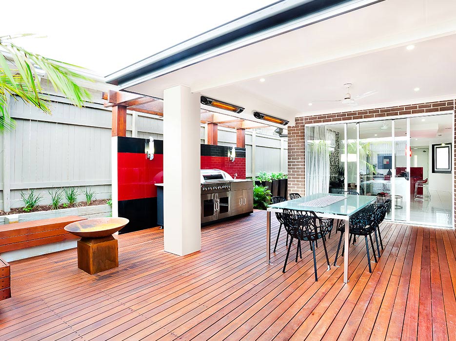 Electric heater in an outdoor patio