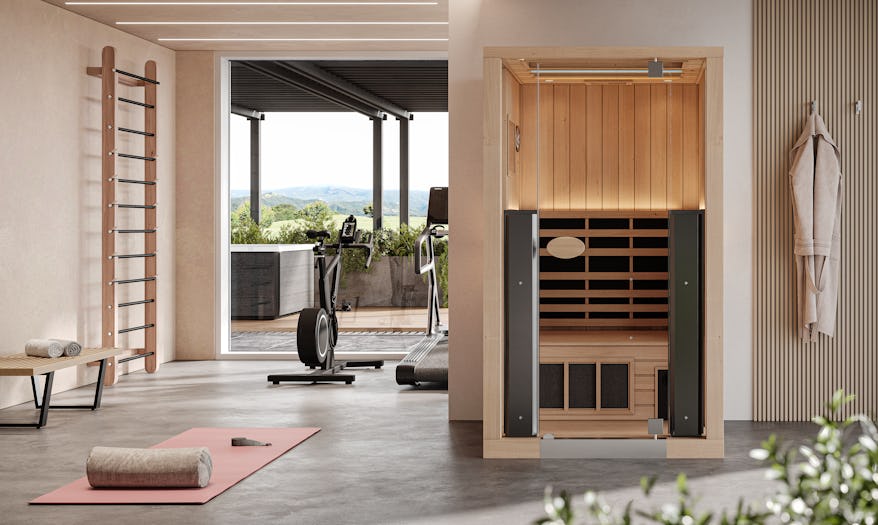 Jacuzzi 1 Person Infrared Sauna in a residential gym