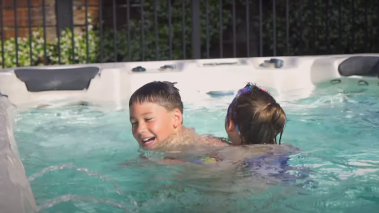 Kids comfortable in a swim spa