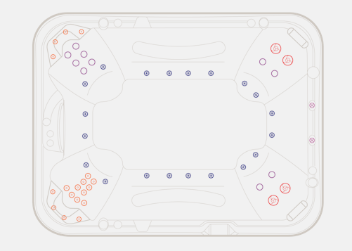 Diagram of the 2024 Titanium spa pool jet layout, showing jet positions and configuration.