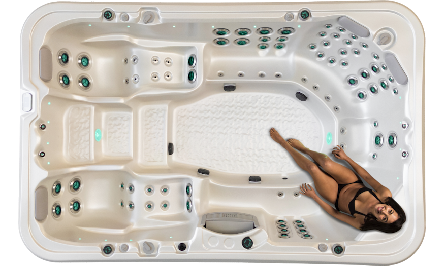 Woman on a Palladium spa pool Neck and Shoulder Therapy Seat