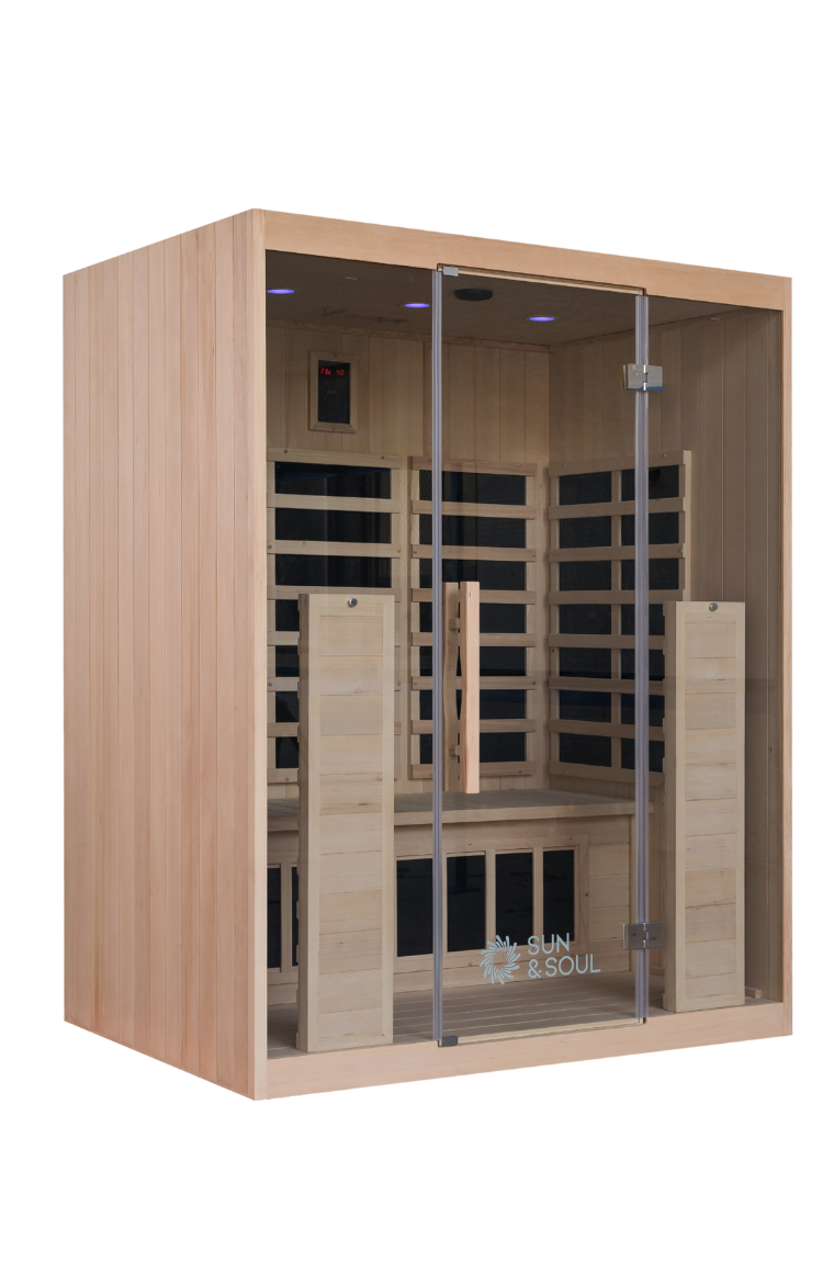 Angled view of SUN300 infrared sauna