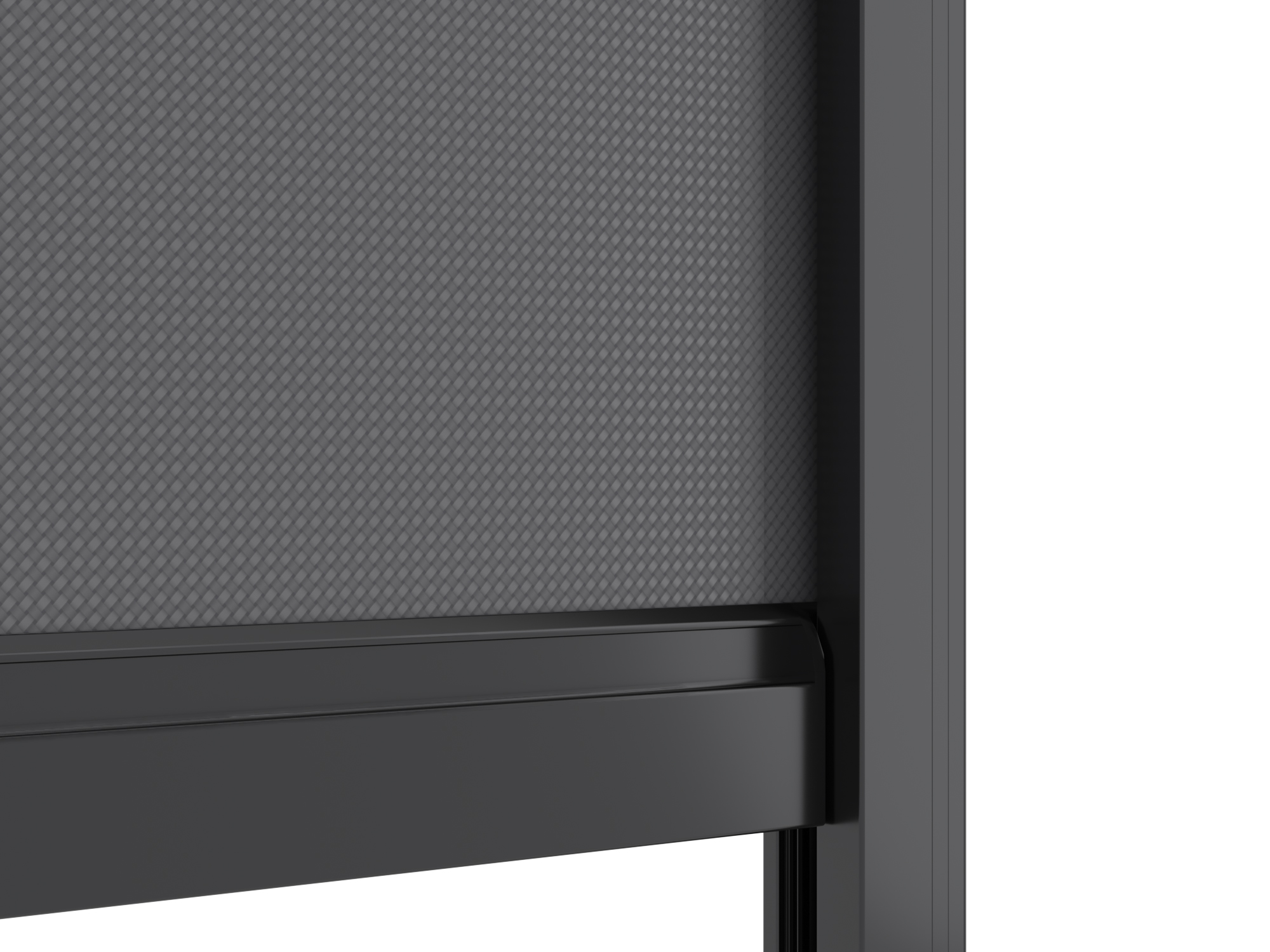 Close up view of Vortex Pergola zip track blinds highlighint its wrinkle-resistant fabric