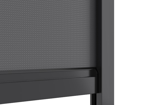 Close up view of Vortex Pergola zip track blinds highlighint its wrinkle-resistant fabric