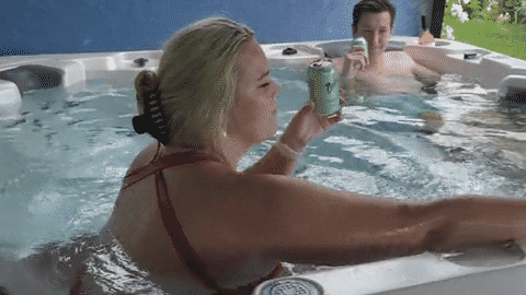 Tom and fiance enjoying the Vortex Nitro spa pool