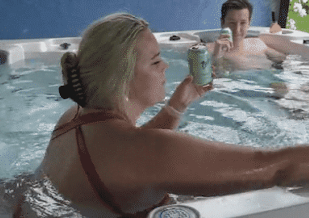 Tom and fiance enjoying the Vortex Nitro spa pool