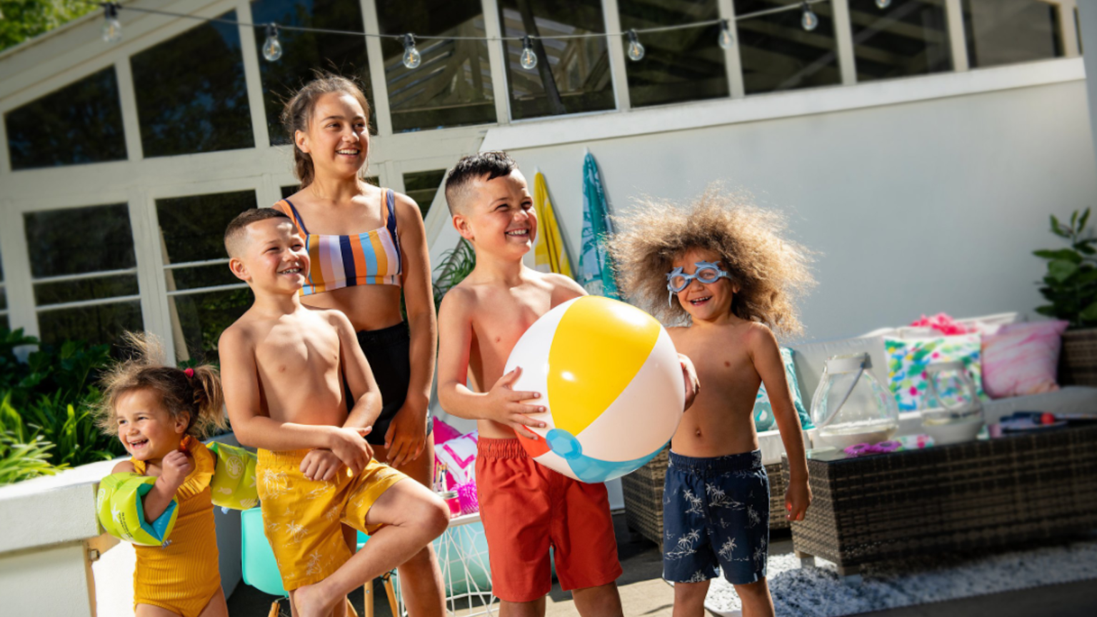 Kids in a swim spa