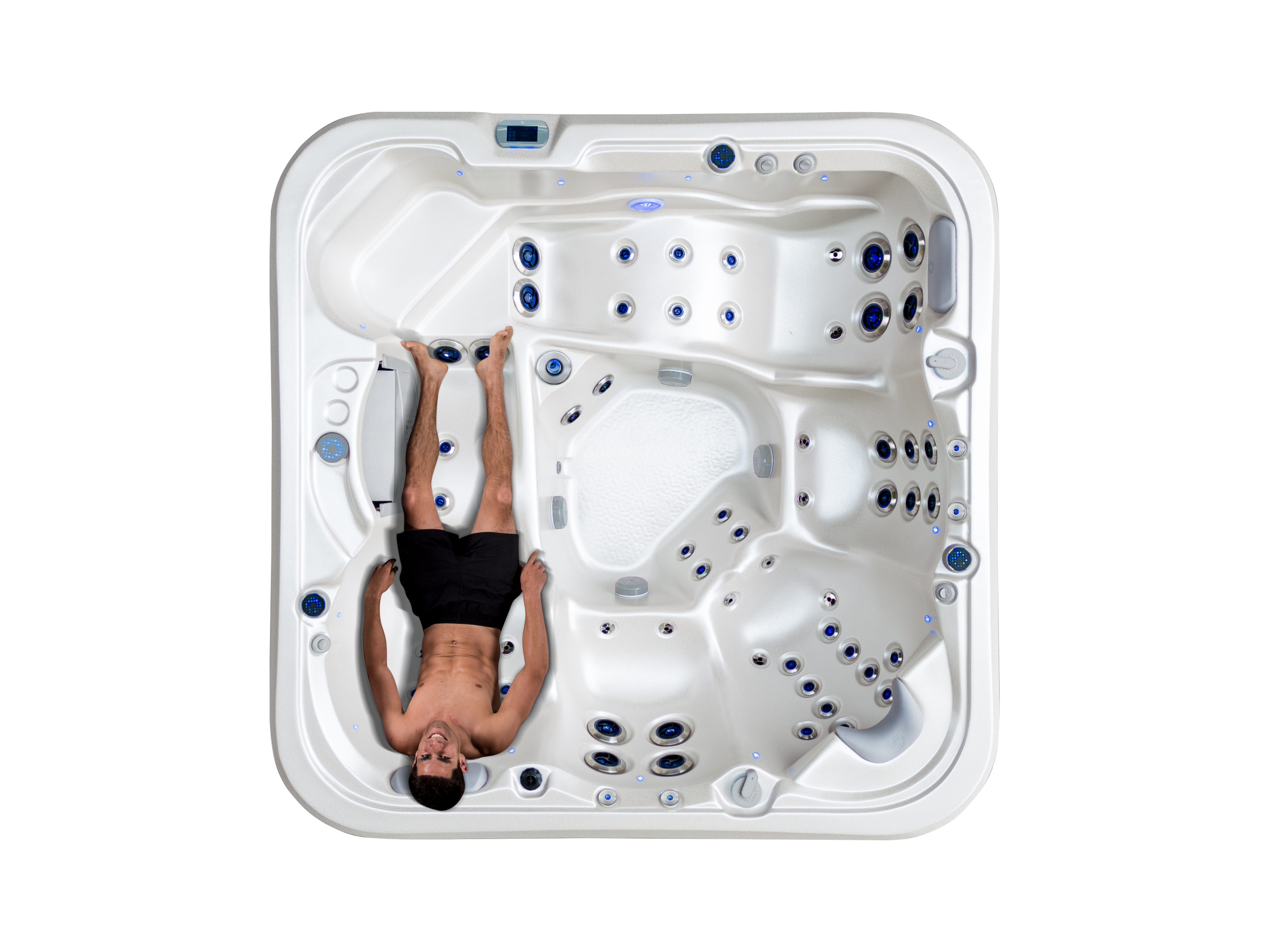 Top down view of the Vortex Nitro with a man on the lounger