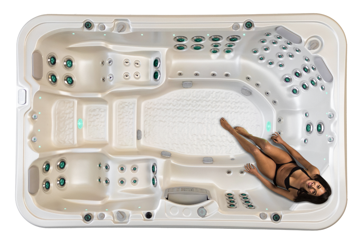 Woman on a Palladium spa pool Neck and Shoulder Therapy Seat