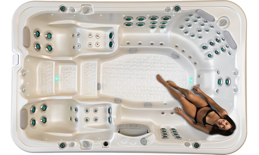 Woman on a Palladium spa pool Neck and Shoulder Therapy Seat