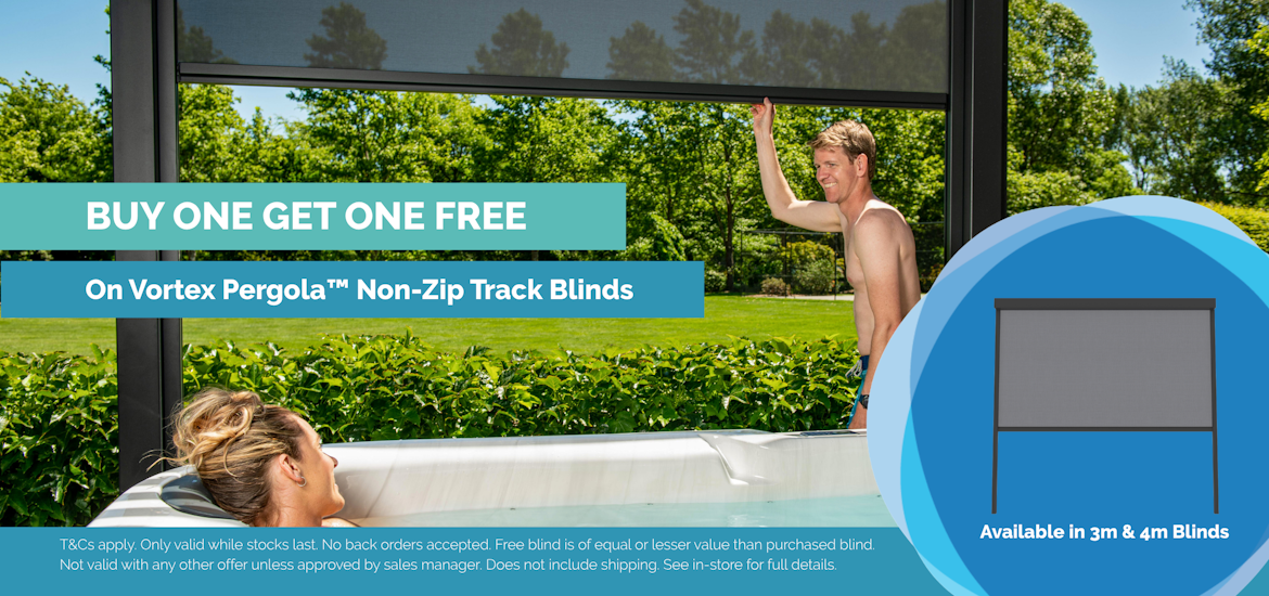 Buy One Get One FREE on Vortex Pergola™ Non-Ziip Track Blinds