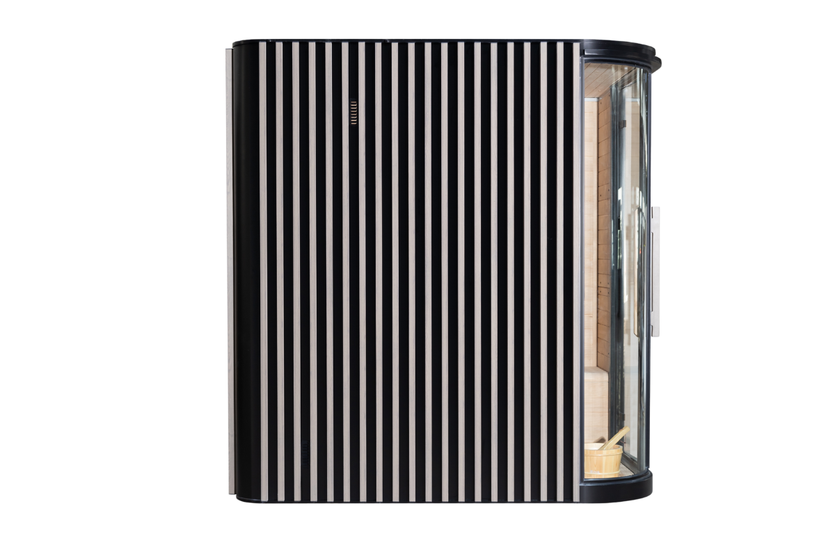 Left side view of the Elementa 4-person outdoor sauna