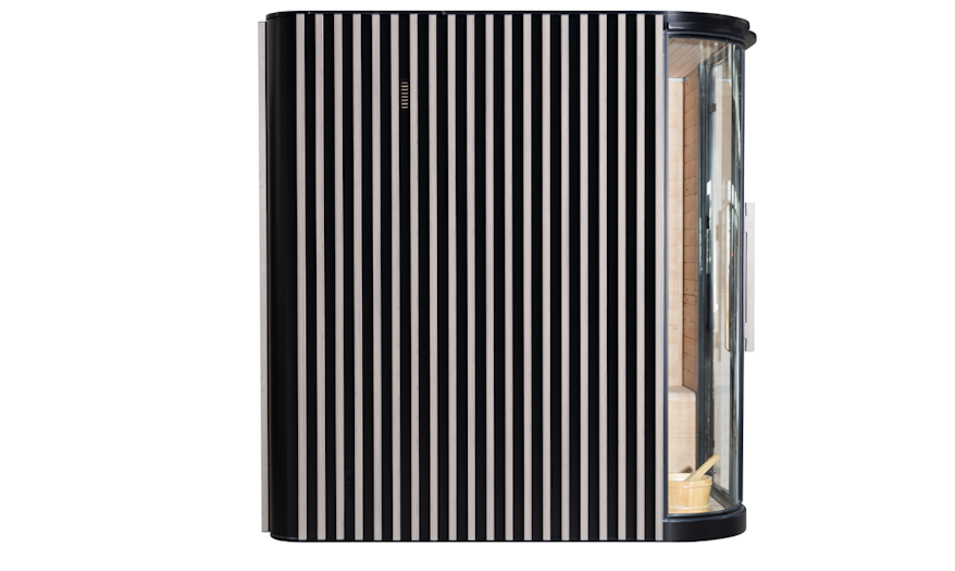 Left side view of the Elementa 4-person outdoor sauna