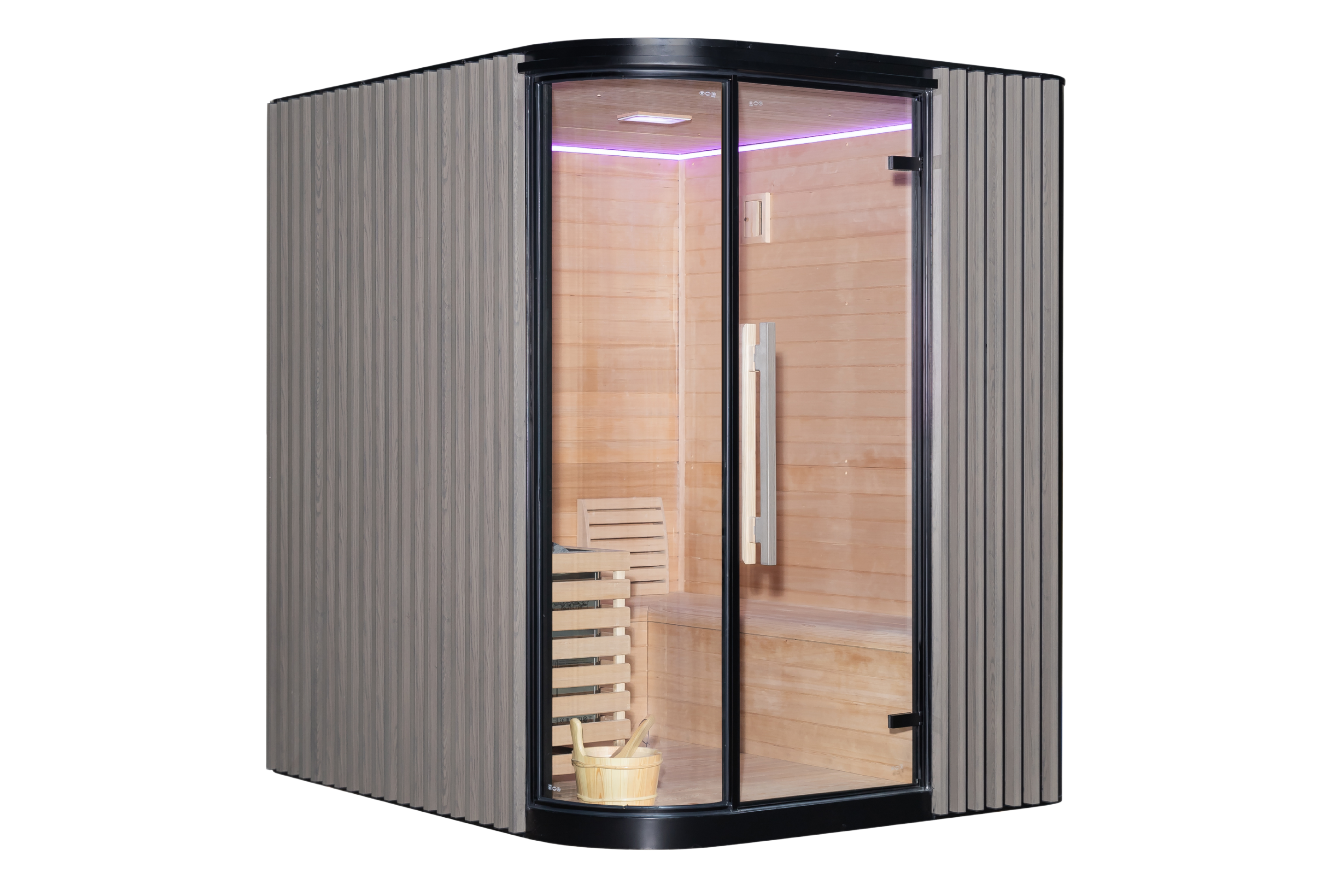 Elementa 4-person outdoor sauna in grey colour