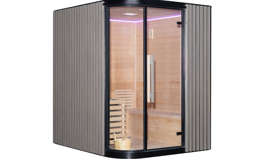 Elementa 4-person outdoor sauna in grey colour