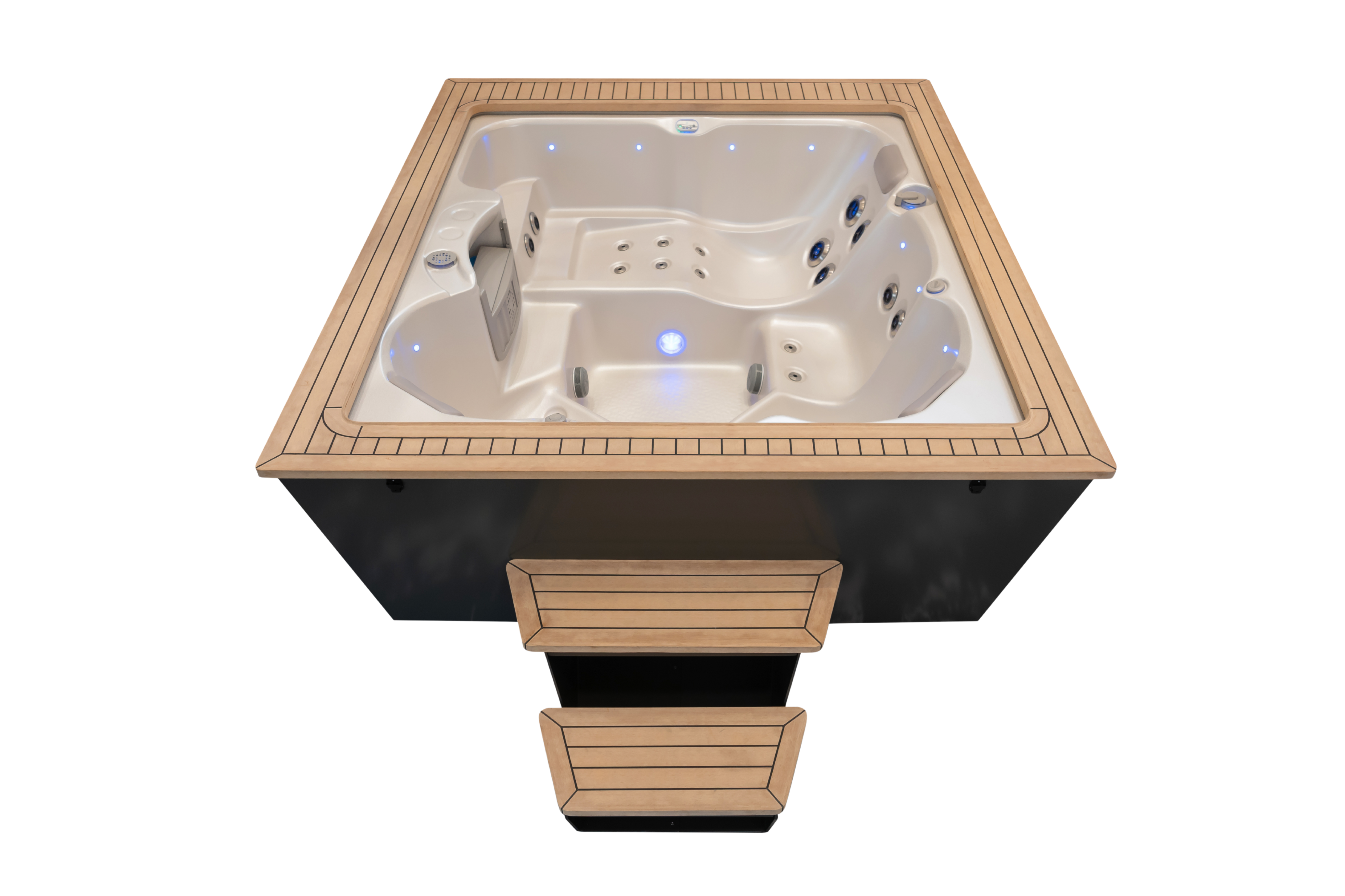 Front angled view of the Nexus spa pool with steps