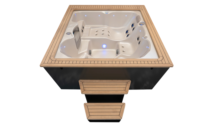 Front angled view of the Nexus spa pool with steps