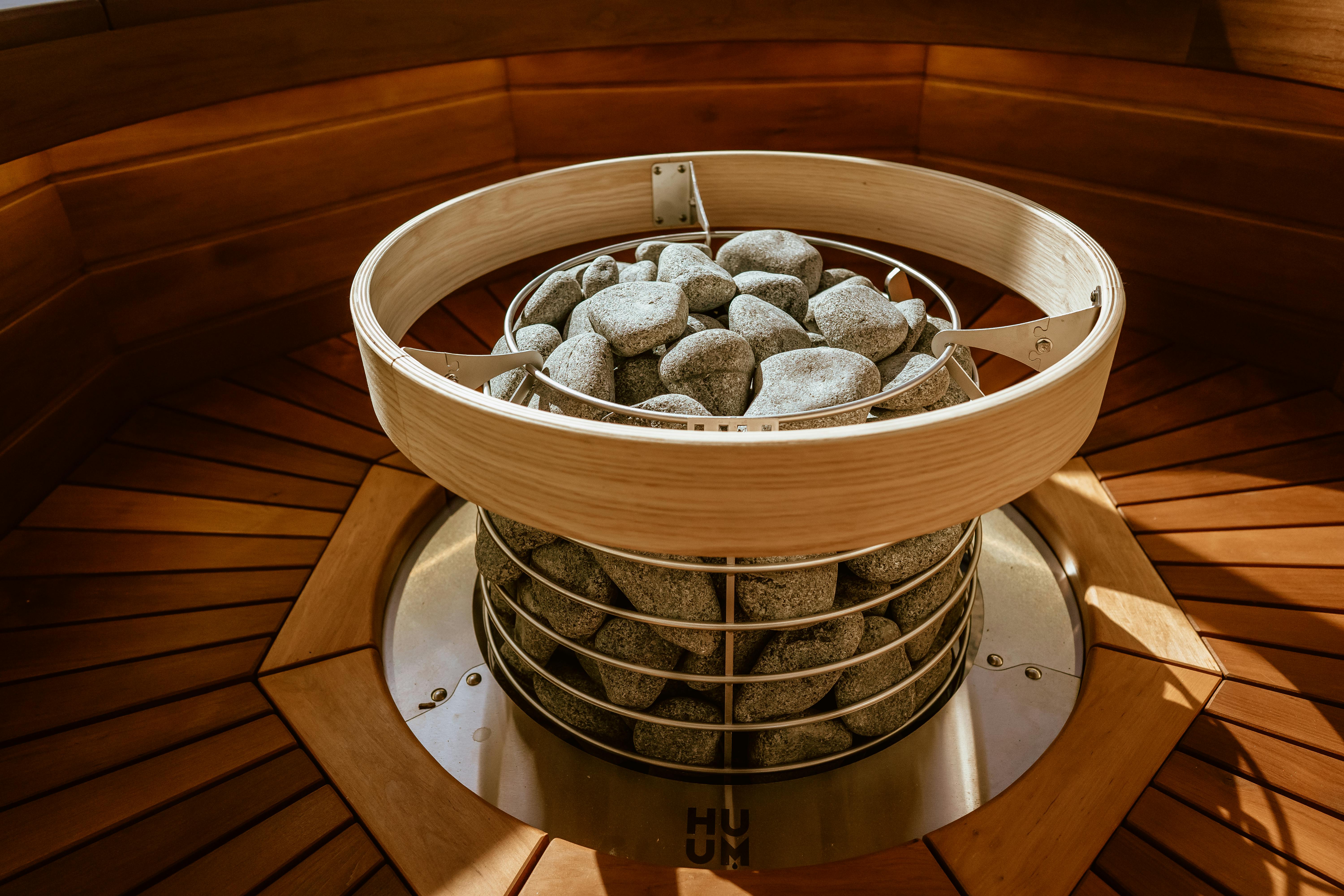 Barrel Sauna Heated Rocks
