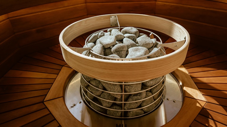 Barrel Sauna Heated Rocks