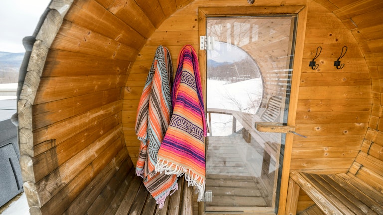 Outdoor barrel sauna