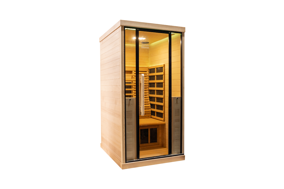 Angled view of the Prestige ™ 1 Person Sauna