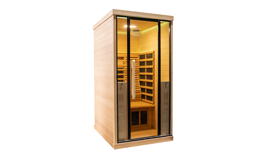 Angled view of the Prestige ™ 1 Person Sauna
