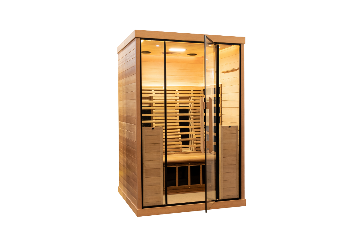 Angled view of the Prestige ™ 2 Person Sauna