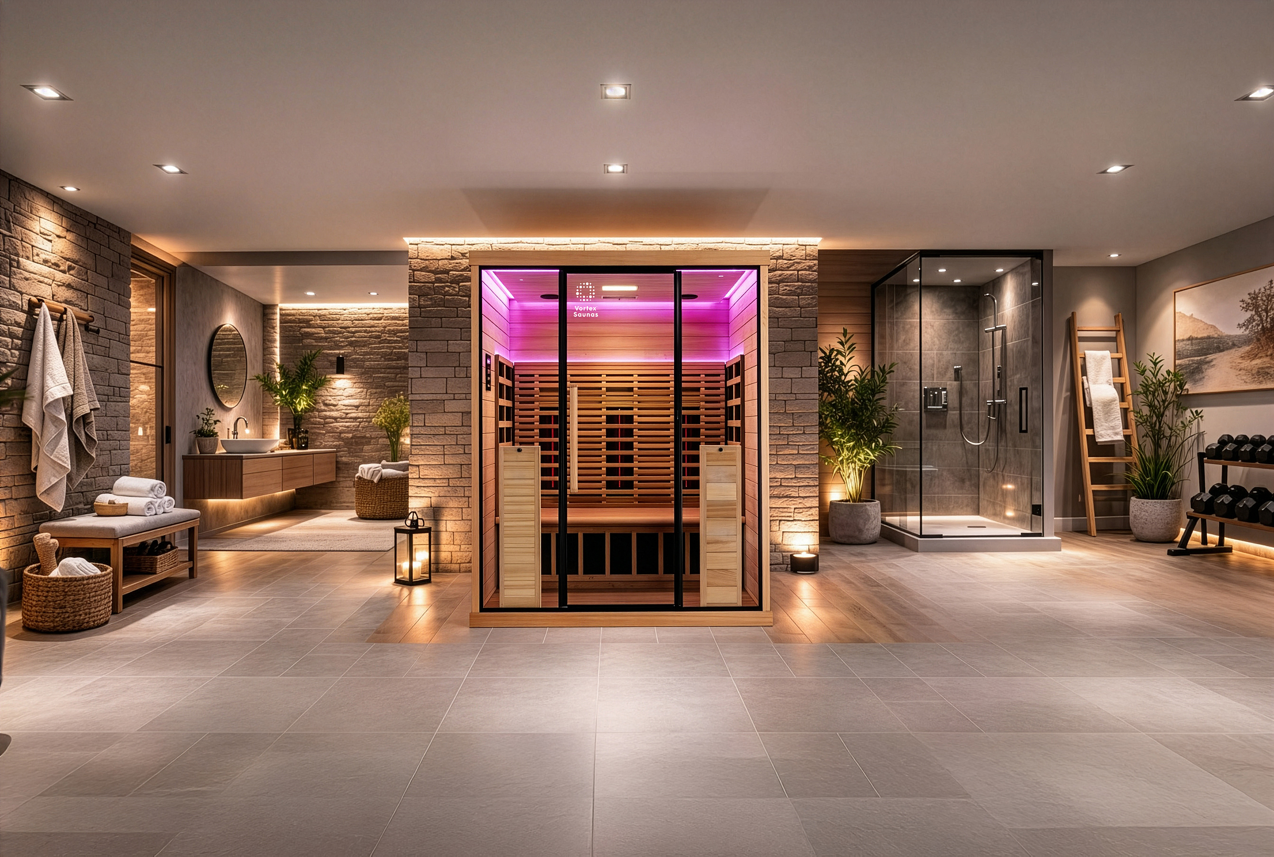 Vortex® Prestige™ 3-person Infrared Sauna in wellness spa