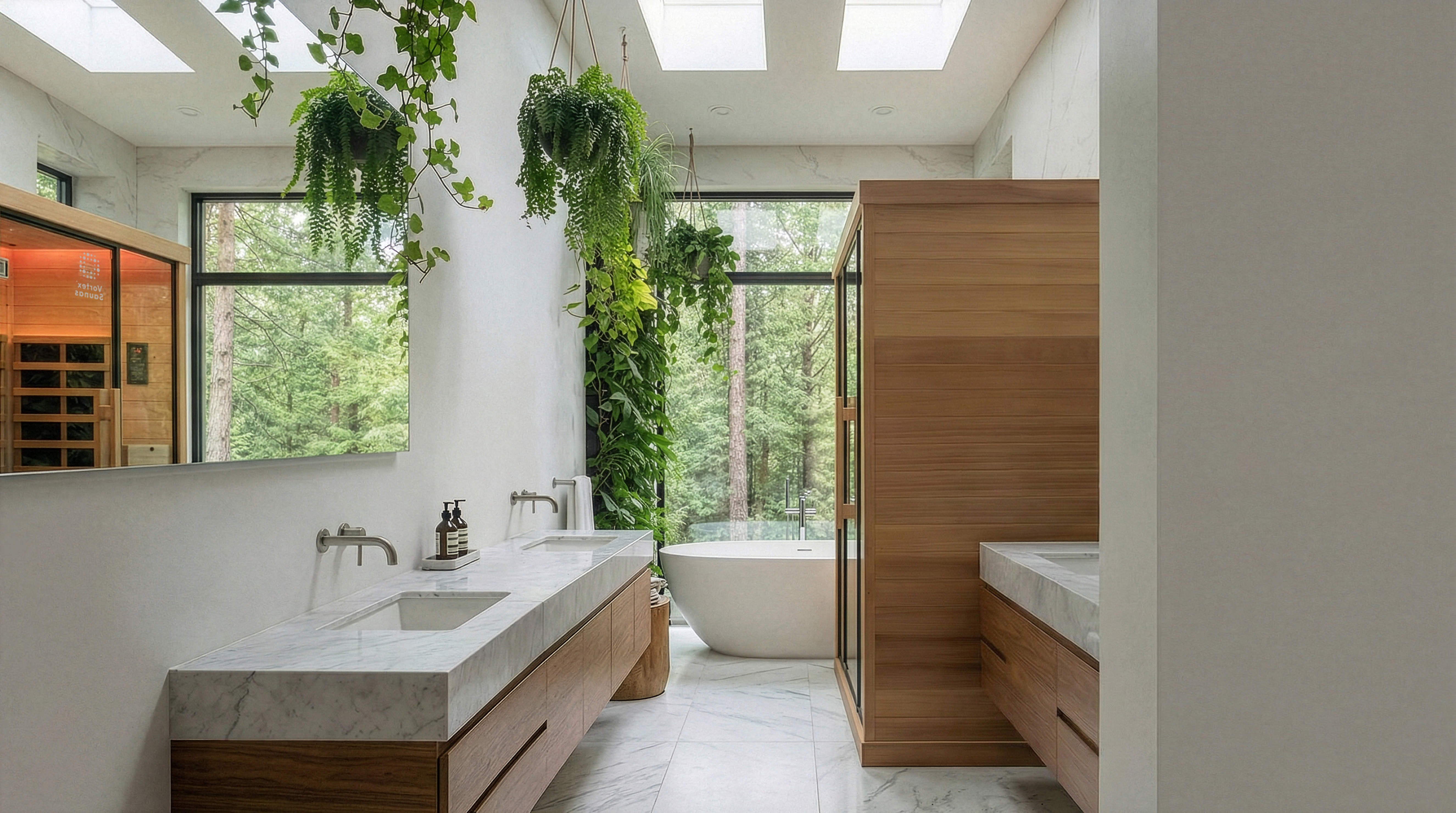 Vortex® Prestige™ 2 Person Infrared Sauna bathroom side view