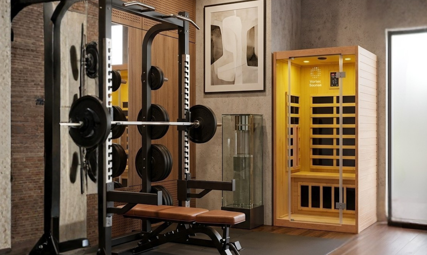 Linear™ 1 Person Sauna in a home gym