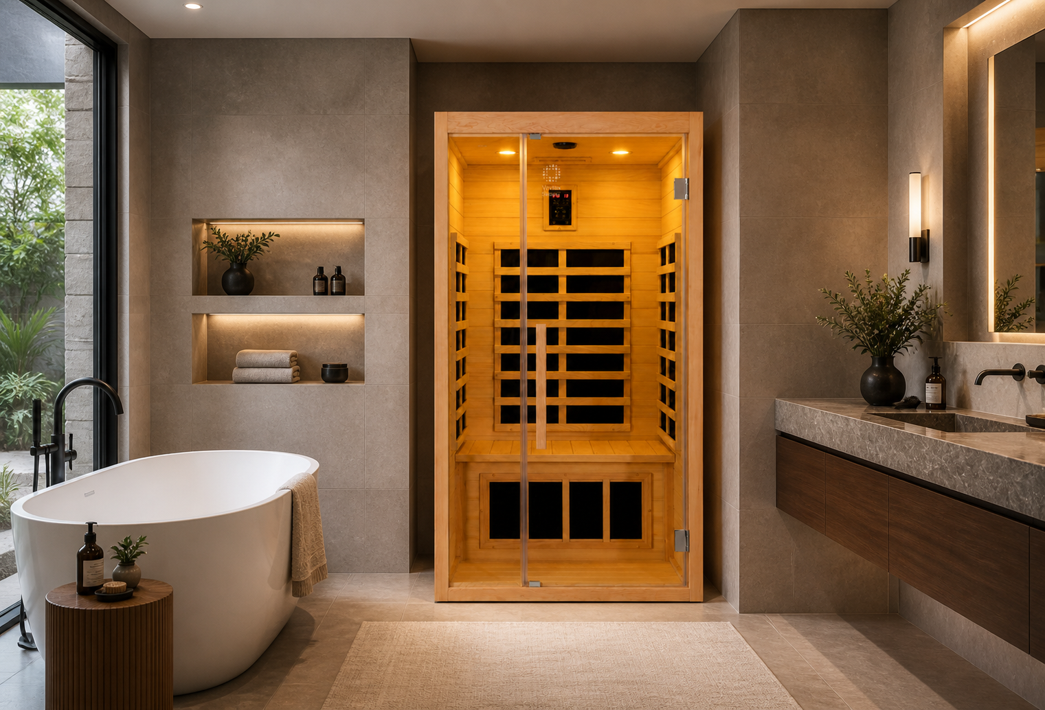 Linear™ 1 Person Sauna in a home gym