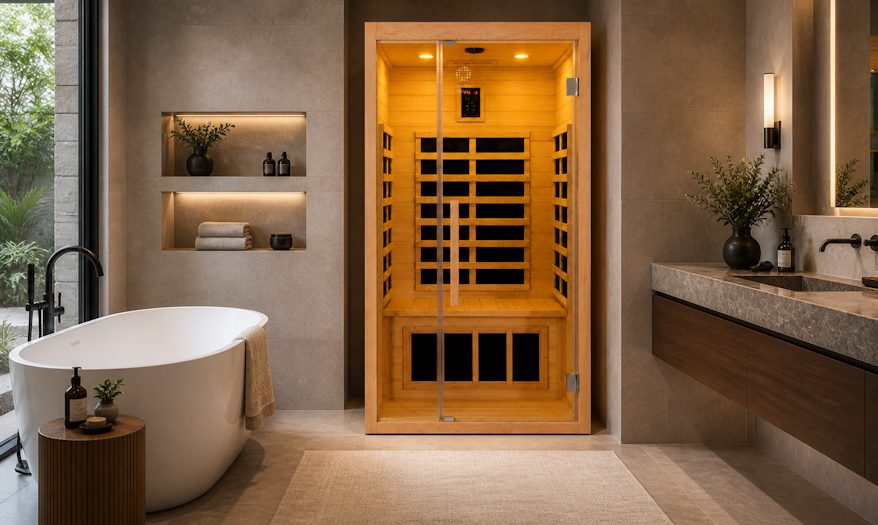 Linear™ 1 Person Sauna in a home gym