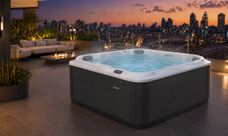 J-204™ spa pool in a beautiful deck overlooking the city view