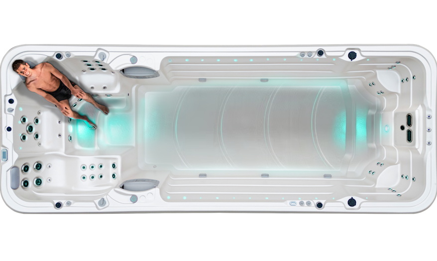 A man on the Vortex Aqualap Extreme's Neck and Shoulder Therapy Seat