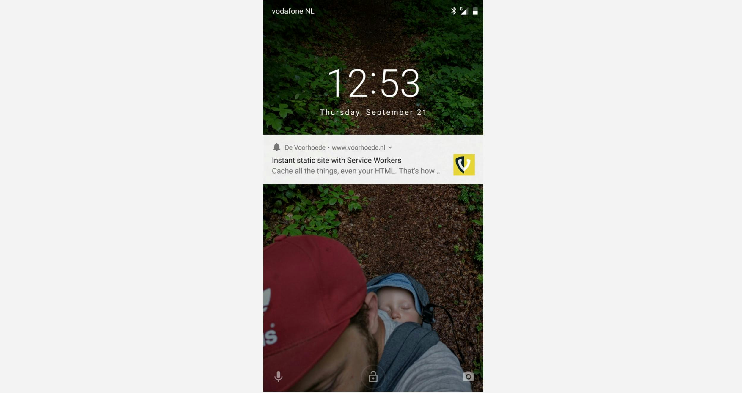 Push notification from voorhoede.nl on Android lock screen