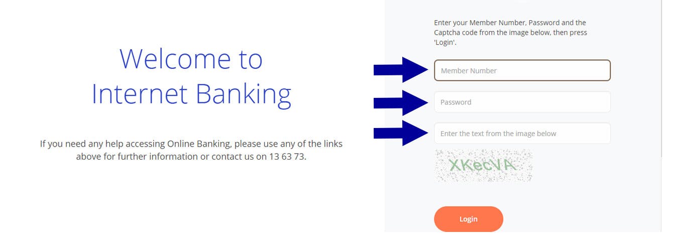 Enter internet banking login details