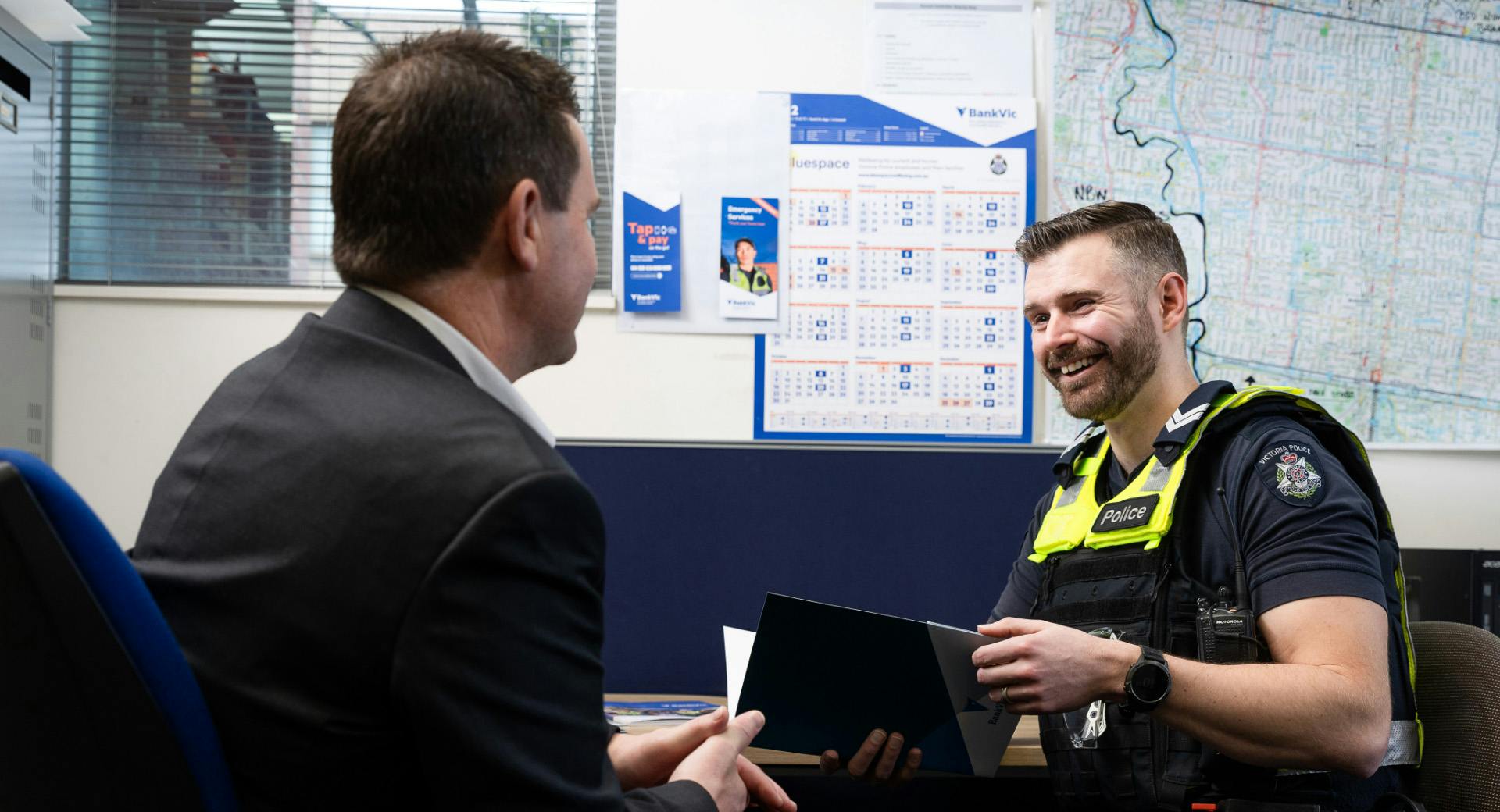 Police helping citizen in the station