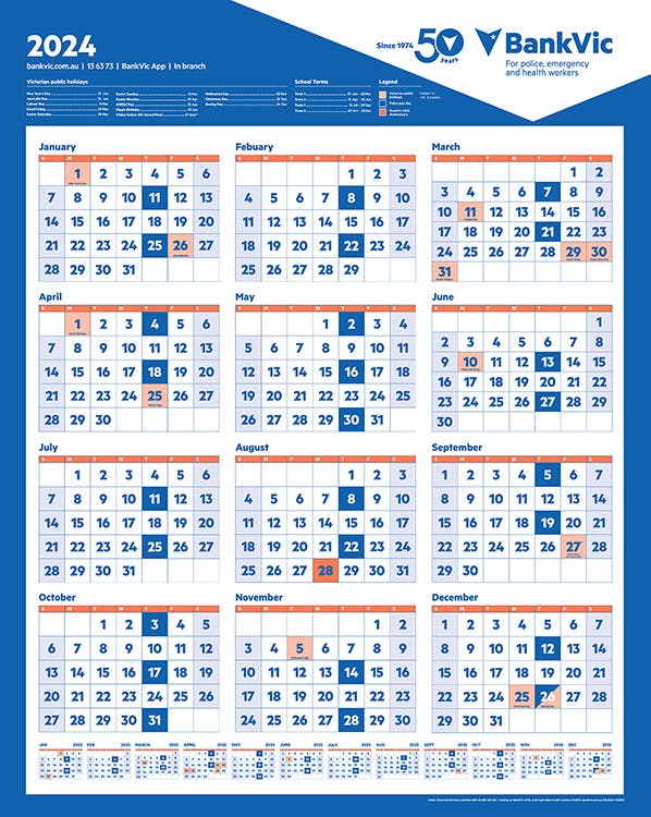 BankVic 2024 wall calendar