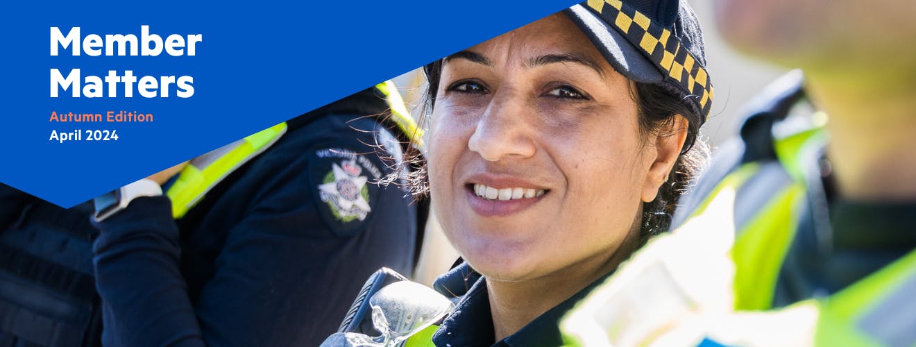 Member Matters - April 2024 banner, Female Police Officer