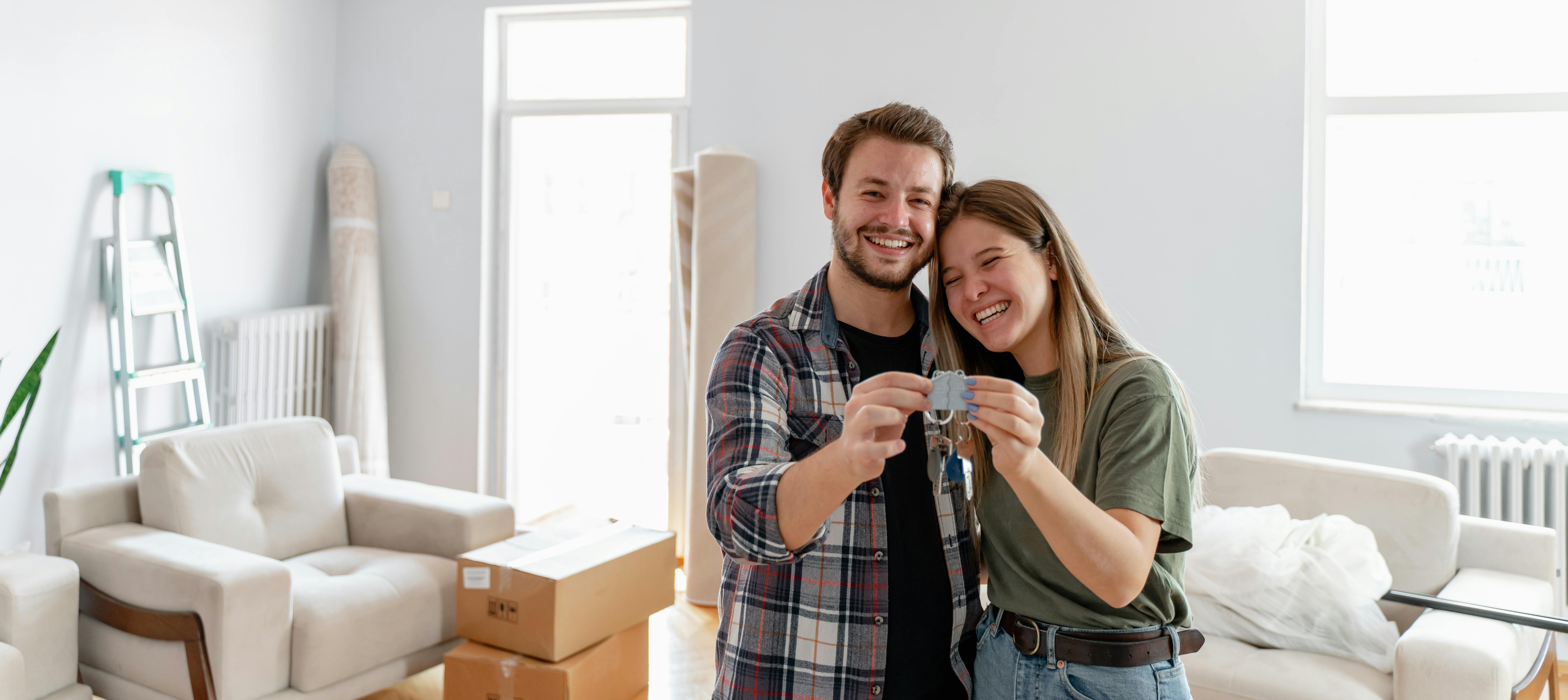 Young couple in new house they purchased with a BankVic home loan