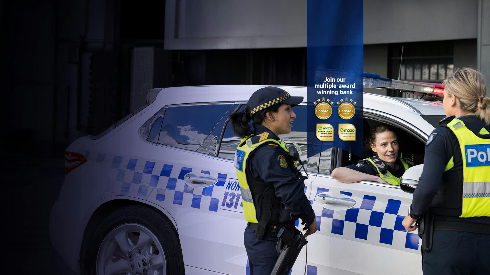 Special offers for police page, this image shows police officers having a chat