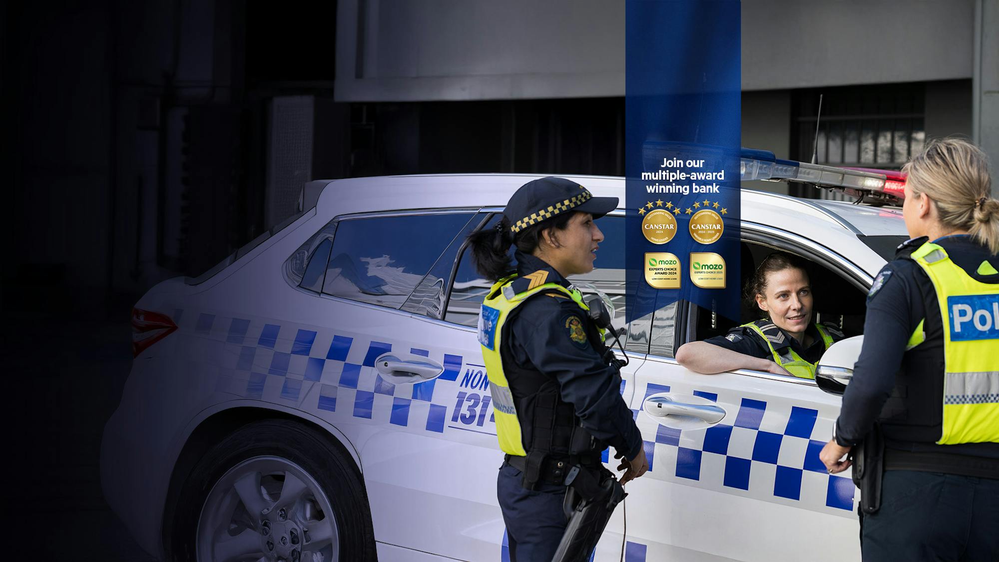 Special offers for police page, this image shows police officers having a chat