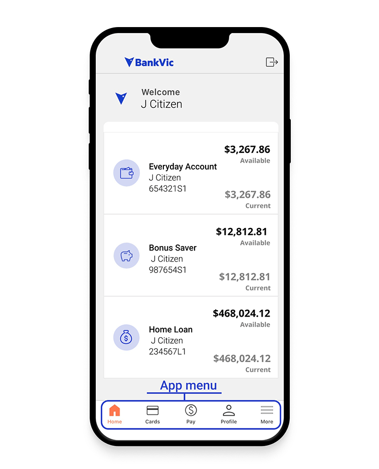 BankVic App navigation