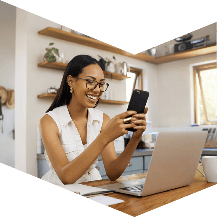 woman banking on phone